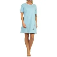 Normann Nachthemd Damen Nachthemd, kurzes Bigshirt mit süßer Katzen-Applikation - 66335