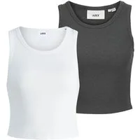 JJXX T-Shirt (Set) Rippstrick, für einen bauchfreien Look im 2er SPARPACK