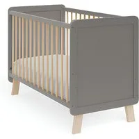 Baby-Delux Babybett Lou grau 60x120 Kiefernholz, Kinderbett 120x60 grau Kiefer Matratze