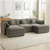 Jiexi Wohnlandschaft Modulares Sofa Kord Ecksofa Wohnlandschaft flexibel L- & U-Form