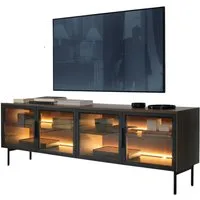 yourhouse24 Lowboard LUMI 4D Glastüren & LED – Eiche Dunin oder Kaschmir Riffelglas