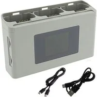 Trade-Shop Triple Ladegerät passend für DJI Mini 2, Mavic Mini, Mini SE, Mini 4K Zubehör Drohne (mit Powerbank und SD-Speicherkartenaufbewahrung / Anschluss über USB-C)
