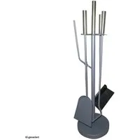 HTI-Living Kamingarnitur Kaminbesteck aus Metall 5-teiliges Set, (Set, 1x Schürhaken, 1x Schaufel, 1x Besen, 1x Zange und 1x Halter), Schürhaken Schaufel Besen Kaminzange