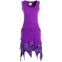 Vishes Zipfelkleid Damen Ärmellos Bedruckt Kleid Flechtmuster Jersey Alternative Mode, Boho, Hippie, Ethno, Festival