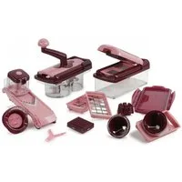Genius Gemüseschneider Genius Nicer Dicer Fusion Smart Set (23 Teile) inkl. Twist, rubinrot, 23 Teile, Würfel, Stifte, Gemüsehobel mit 1250ml Fassungsvolumen