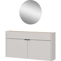 GERMANIA Garderoben-Set Ameca, (Set, 2-St), Garderoben-Set bestehend aus Schuhschrank, Spiegel & Garderobenpaneel