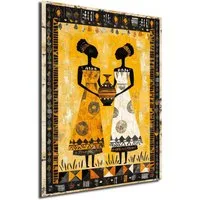 DARO Design Leinwandbild Modern Abstrakt Wandbilder XXL Wandbild Wand Deko Leinwand Bilder, (Frauen mit Krug - Bild groß Wohnzimmer Schlafzimmer Küche Esszimmer Einteilig Querformat Fotodruck Leinwände Wanddeko Abstrakte Kunst Boho), 86x54cm