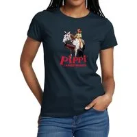 Spreadshirt T-Shirt Pippi Langstrumpf Reitet Auf Kleiner Onkel Frauen T-Shirt (1-tlg)
