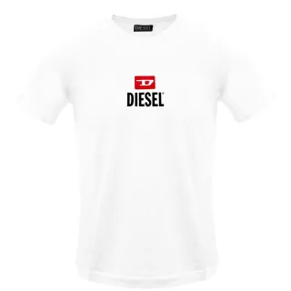 Diesel - T-shirt Mit Kleinem New-d-logo In Leuchtendem Weiß