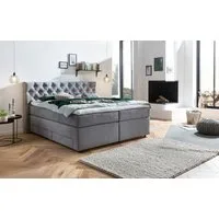 Belanoti Boxspringbett Lara (Unterbox, Stauraum, Matratze, Topper), 180x200 cm, mit Bettkasten, Visco-Topper, H2/H3 wendbar, 7-Zonen-TFK