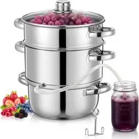 FOHERE Entsafter Dampfentsafter 5L Edelstahl, Saftentsafter Topf für frisches Obst