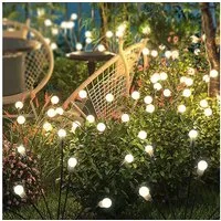 ibettertec LED Solarleuchte 2 Stück LED Solar Gartendeko solarlampen 6 LED Solar Glühwürmchen, 2 Stück LED fest integriert IP65 Wasserdicht solarlampen für außen Warmweiß, LED Solarleuchte, solar lampen für außen, LED Solar Gartendeko, Solarlampen Ga