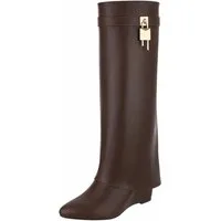 Ital-Design Moderne Damenstiefel mit elegantem Design und Komfort Keilstiefel (91116986) Keilabsatz/Wedge Stiefel in Braun
