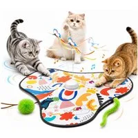 marmortrend Sehnsucht nach Einzigartigkeit Tier-Intelligenzspielzeug Automatisches Katzenspielzeug Selbstbeschäftigung Mäusefangspiel, Elektrisches Tierspielzeug mit 1800 Akku,Automatisches Standby und Starten Interaktives katze spielzeug mit Feder,M