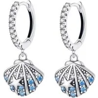 ELLAWIL Paar Creolen maritime Ohrcreolen Ohrschmuck Ohrringe Muschel Zirkonia Mädchen (GESCHENKIDEE), inklusive Geschenkschachtel