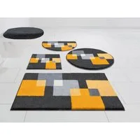 Grund Badematte Paxos, Höhe 20 mm, rutschhemmend beschichtet, strapazierfähig, fußbodenheizungsgeeignet, Polyacryl, rund, geometrisches Design, modern, flauschig, softer Flor, Made in Europe