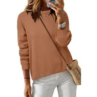 Arach&Cloz Longpullover Damen Pullover 100% Baumwolle Rundhalspullover Sweatshirts Freizeit entspannte Passform Strickpullover Weihnachtspullover Tops