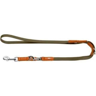 Dog Sport HUNTER verstellbare Hundeführleine wolmar biothane x leder khaki 1,6 cm