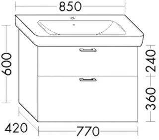 Burgbad Waschtischunterschrank zu Keramik-Waschtisch Sys30 PG1 Aqua 600x770x420 Weiß Matt, WXWV077F1 WXWV077F1719