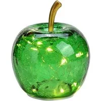 Wurm LED Dekoobjekt LED Dekolampe Apfel Glas 10er LED Lichterkette Timer Ø11cm dunkelgrün