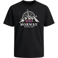 Neverless Oversize-Shirt Herren T-Shirt - Norway - Printshirt Oversized Relaxed Fit Printshirt mit Print