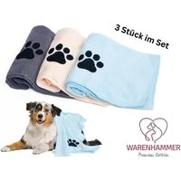 Warenhammer Hundehandtuch Mikrofaser im 3er Set 35x75 cm oder 50x100 cm / verschiedene Farben, Mikrofaser / sehr saugfähig