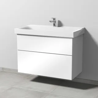 Sanipa 3way Waschtischunterbau zu Geberit Xeno2 Waschtisch mit 2 Auszügen, Weiß-Glanz SF66178