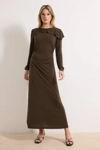 Langes, flaches Maxikleid für Damen, lässig/alltagstauglich, mit Hijab-Schnitt