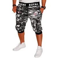 Jaylvis Bermudas Herren Short 3/4 Hose Kurze Jogginghose Sport Marine Royal Elastikbund mit Tunnelzug, aus Baumwolle