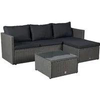 LC Garden Eckbankgruppe »Loungino« Gartenset Lounge mit Tisch + Hocker Gartenlounge Balkonset