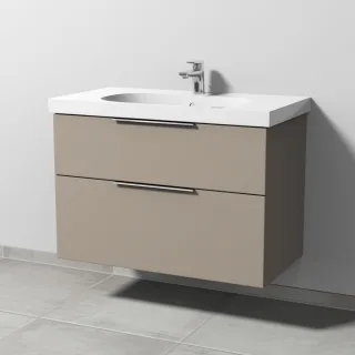 Sanipa 3way Waschtischunterbau zu Geberit Acanto Waschtisch mit 2 Auszügen, Sandgrau-Matt UF41867