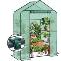 Sekey Gewächshaus 143 x 73 x 195 cm Foliengewächshaus mit Plane und 4 Regalebenen, Anzucht-Gewächshaus für Pflanzen – Schutz vor Regen & Frost