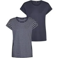 DENIMFY T-Shirt Damen Top DFSophie Regular Fit (2-tlg) kurzarm Sommershirt mit Rundhalsausschnitt
