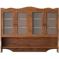 Celya Wandhängeschrank 100 cm Retro-Wandschrank mit 4 Türen, zwei Ablageflächen und einem offenen Hakenregal