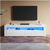 SONNI TV-Schrank TV Lowboard Weiß Hochglanz mit RGB-Farbwechselbeleuchtung