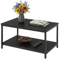 relaxdays Couchtisch mit Ablage Materialmix, schwarz