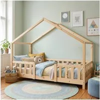 en.casa Kinderbett, »Treviolo« Haus-Optik Montessori 80x160 cm Holzfarben