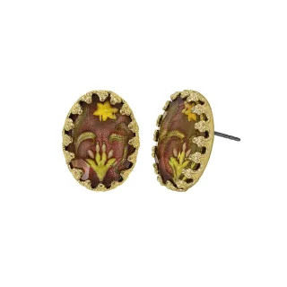 konplott - Ohrstecker - Chinoiserie braun/gold