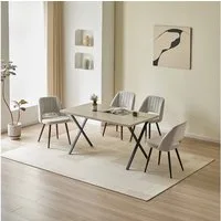 PPkrimnel Polsterstuhl Esszimmerstuhl mit vertikaler Steppung & ergonomischer Hohllehne (4 St), Chenille Wohnzimmerstuhl mit Metallbeinen, 4er-Set