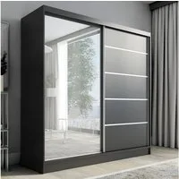 A&J MöbelLand GmbH Schiebetürenschrank NERO 200 cm mit Spiegel drei Schubladen (TOP ANGEBOT! Geräumiger Schrank mit einer Breite von 200 cm und Spiegel, ideal zur Aufbewahrung von Kleidung und Accessoires. 3 Schubladenund viel Stauraum. TOP PRODUKT! 