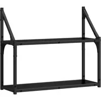 vidaXL Regal Wandregal Wandhalterung Schwarz Eichen-Optik 60 x 21 x 51 cm, 1-tlg.