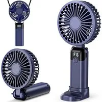 skelo Handventilator Kleiner faltbarer tragbarer USB-Handventilator mit 6 Stufen, 2400 mAh, Tischventilator mit LED-Anzeige für Zuhause, Büro, Reisen und Outdoor