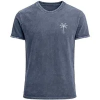 Neverless Print-Shirt Herren T-Shirt mit Palmen Logo – Vintage Waschoptik Kurzarmshirt aus mit Print