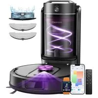 Vactidy Saugroboter W15 3-in-1, 12000Pa/180Min/4L, Roboter Staubsauger mit Wischfunktion, beutellos, mit Staubabsaug- und Selbstentleerungsfunktion, Saug und Wischroboter
