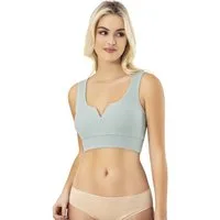 fashionshowcase Crop-Top mit V-Detail-Ausschnitt - geripptes Bustier aus Baumwolle Herzförmiger Ausschnitt, figurformender Bund