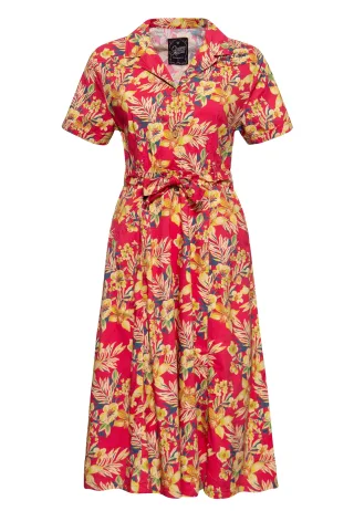Queen Kerosin Damen Swing Kleid Hawaii Red rot