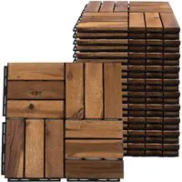 etc-shop Holzfliesen, Holzfliese Akazie 30 x 30 Klickfliesen Balkon Terrassenfliesen Holz