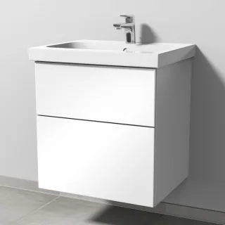 Sanipa 3way Waschtischunterbau zu Geberit iCon Light Waschtisch mit 2 Auszügen, Weiß-Glanz SF57378