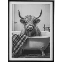 Creativ home Bild mit Rahmen Leinwandbild Kuh in Badewanne, (1 St), mit Rahmen