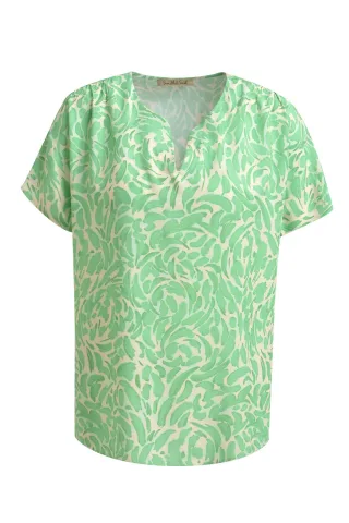 Smith&Soul - Dropped Shoulder V-neck Blouse mint print - Gr. - L
